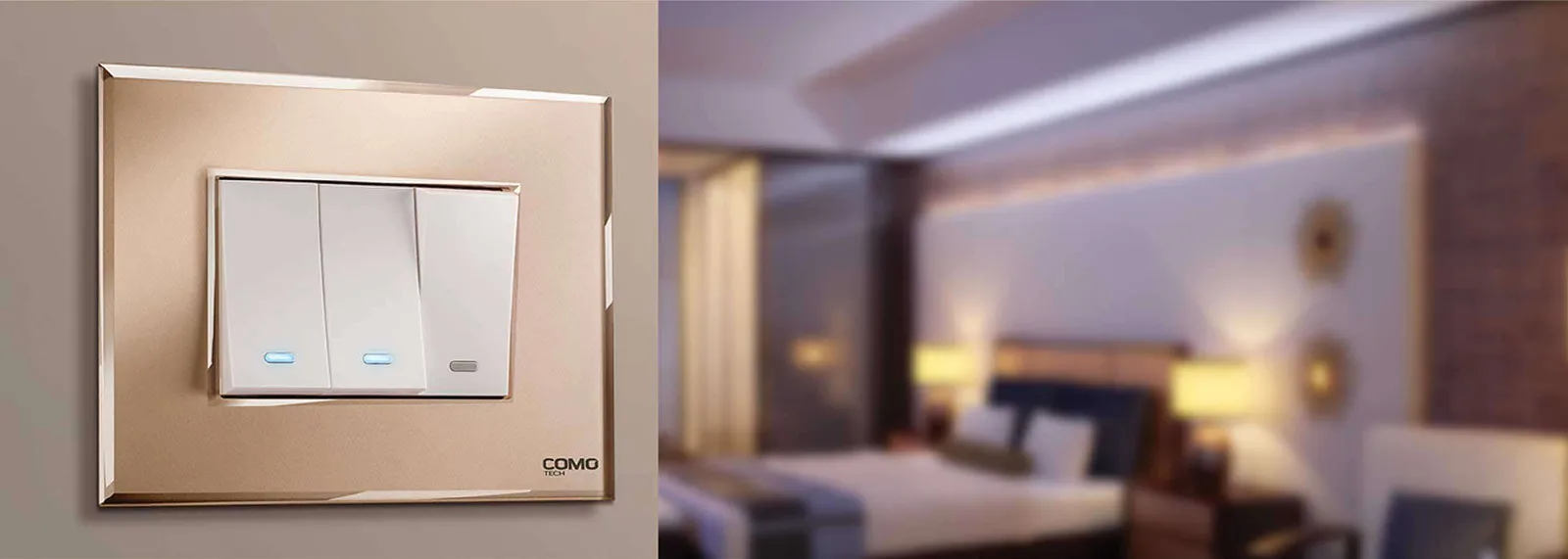 وش Como tech بلون الشامبين في غرفة نوم